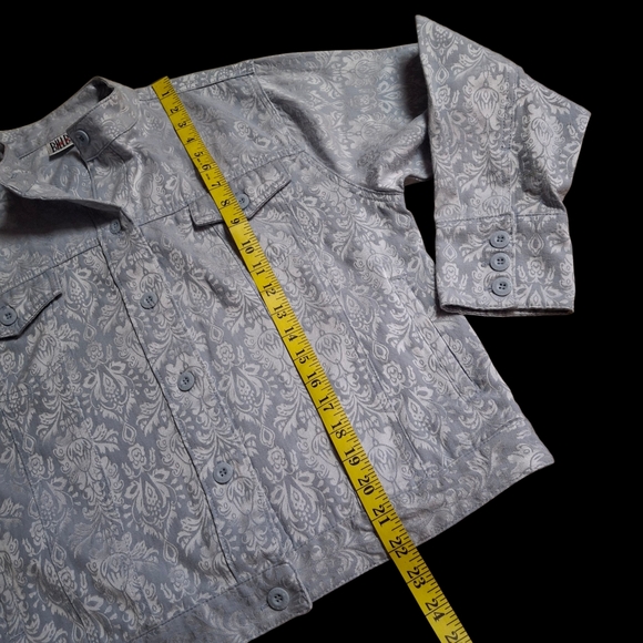 Bill Bass Brocade Blue Buttoned Long Sleeve Cotton Blend Jacket Women Size Large - Picture 14 of 16